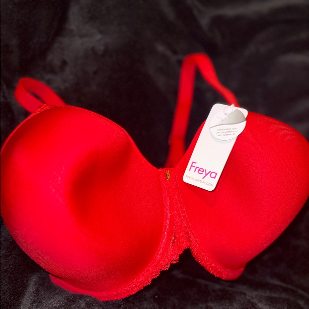 Freya Vibrant Red Lace Offbeat Demi T-shirt Bra, AA5450 - Picture 11 of 13